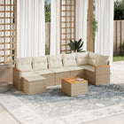 8-Delige Loungeset Met Kussens Poly Rattan Beige