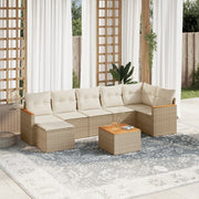Loungeset 8-delig poly rattan beige