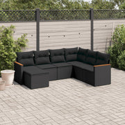 Loungeset 7-delig poly rattan zwart