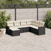 Loungeset 7-delig poly rattan zwart