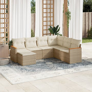 Loungeset 7-delig poly rattan beige