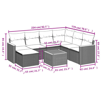 8-Delige Loungeset Met Kussens Poly Rattan Beige