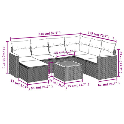 8-Delige Loungeset Met Kussens Poly Rattan Beige