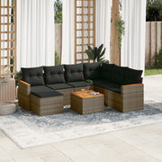 Loungeset 8-delig poly rattan grijs