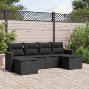 Loungeset 6-delig poly rattan zwart