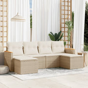 Loungeset 6-delig poly rattan beige