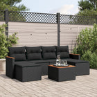 7-piece lounge set with cushions poly rattan black