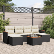 Loungeset 7-delig poly rattan zwart