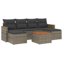 7-Delige Loungeset Met Kussens Poly Rattan Grijs