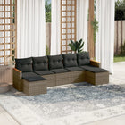 7-Delige Loungeset Met Kussens Poly Rattan Grijs