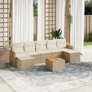 Loungeset 8-delig poly rattan beige