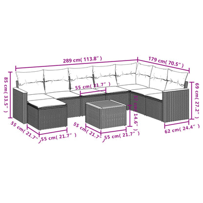 9-Delige Loungeset Met Kussens Poly Rattan Beige