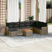 Loungeset 9-delig poly rattan grijs