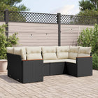 6-piece Lounge Set with cushions poly rattan black