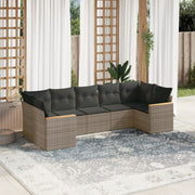 Loungeset 7-delig poly rattan grijs