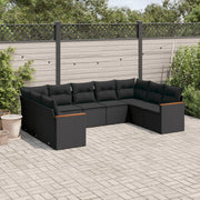 Loungeset 9-delig poly rattan zwart
