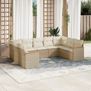 Loungeset 9-delig poly rattan beige