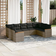 Loungeset 9-delig poly rattan grijs