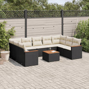 Loungeset 10-delig poly rattan zwart