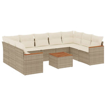 10-Delige Loungeset Met Kussens Poly Rattan Beige