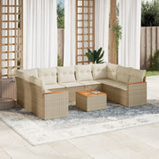 Loungeset 10-delig poly rattan beige