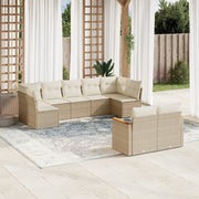 Loungeset 9-delig poly rattan beige