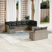 Loungeset 9-delig poly rattan grijs