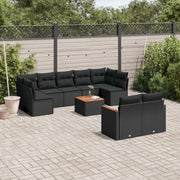 Loungeset 10-delig poly rattan zwart