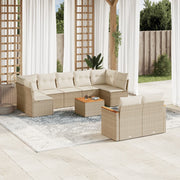 Loungeset 10-delig poly rattan beige