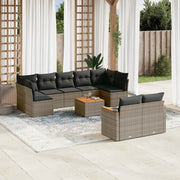 Loungeset 10-delig poly rattan grijs
