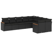 9-Delige Loungeset Met Kussens Poly Rattan Zwart