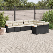 Loungeset 9-delig poly rattan zwart