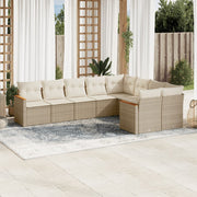 Loungeset 9-delig poly rattan beige
