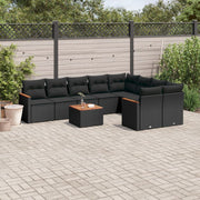 Loungeset 10-delig poly rattan zwart