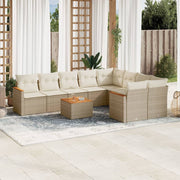 Loungeset 10-delig poly rattan beige