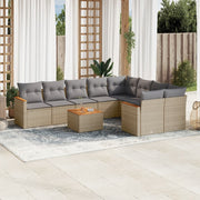 Loungeset 10-delig poly rattan beige