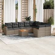 Loungeset 10-delig poly rattan grijs