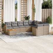 Loungeset 10-delig poly rattan beige