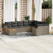 Loungeset 10-delig poly rattan grijs
