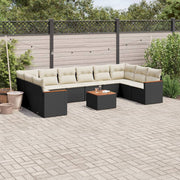 Loungeset 11-delig poly rattan zwart
