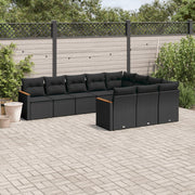 Loungeset 10-delig poly rattan zwart