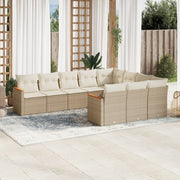 Loungeset poly rattan 10-delig beige