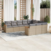 Loungeset 10-delig poly rattan beige
