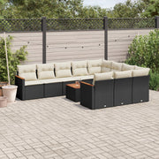 Loungeset 11-delig poly rattan zwart