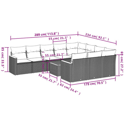 11-Delige Tuinset Met Kussens Poly Rattan Beige