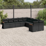 Loungeset 10-delig poly rattan zwart