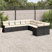 Loungeset poly rattan 10-delig zwart