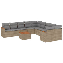 11-Delige Tuinset Met Kussens Poly Rattan Beige