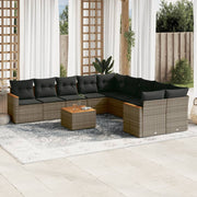 Loungeset 11-delig poly rattan grijs