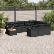 Loungeset 11-delig poly rattan zwart